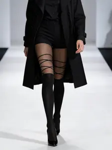 Spring Autumn Fashion Sexy Fit Irregular Striped Women's Stockings Pantyhose, Elegant and Sexy, Runway Street Style, All Seasons