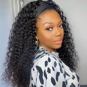 Bling Hair Kinky Curly Headband Wig Human Hair Curly Wigs Real Human Hair Glueless Ready and Go Beginner Friendly 180% Density Elastic Drawstring Headband Wigs for Women summerwins