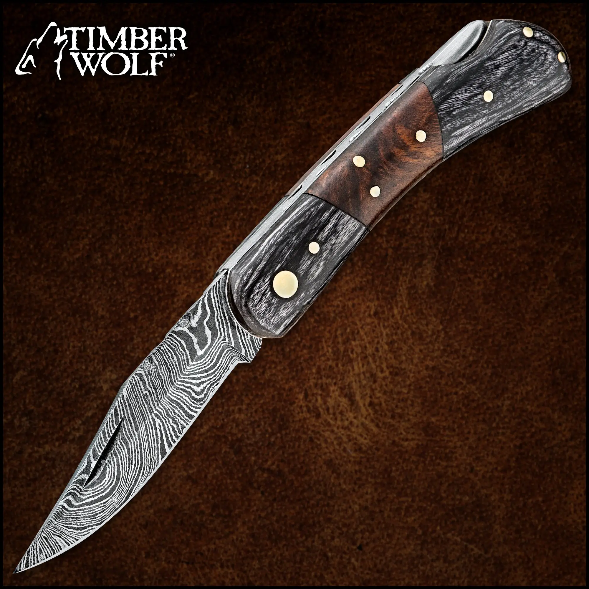 Timber Wolf Damascus Pocket Knife Timber Wolf Damascus Pocket Knife
