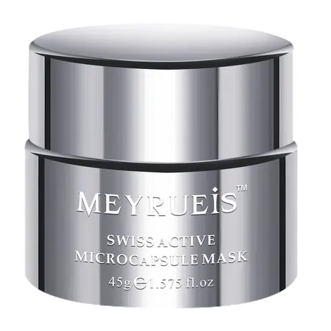 Face Mask for Glowing Skin – Golden Capsule Cream Mask with Centella & Squalane, Moisturizing Massage Gel Mask for Dull Skin, Jar + Free Travel Sachets – MEYRUEiS