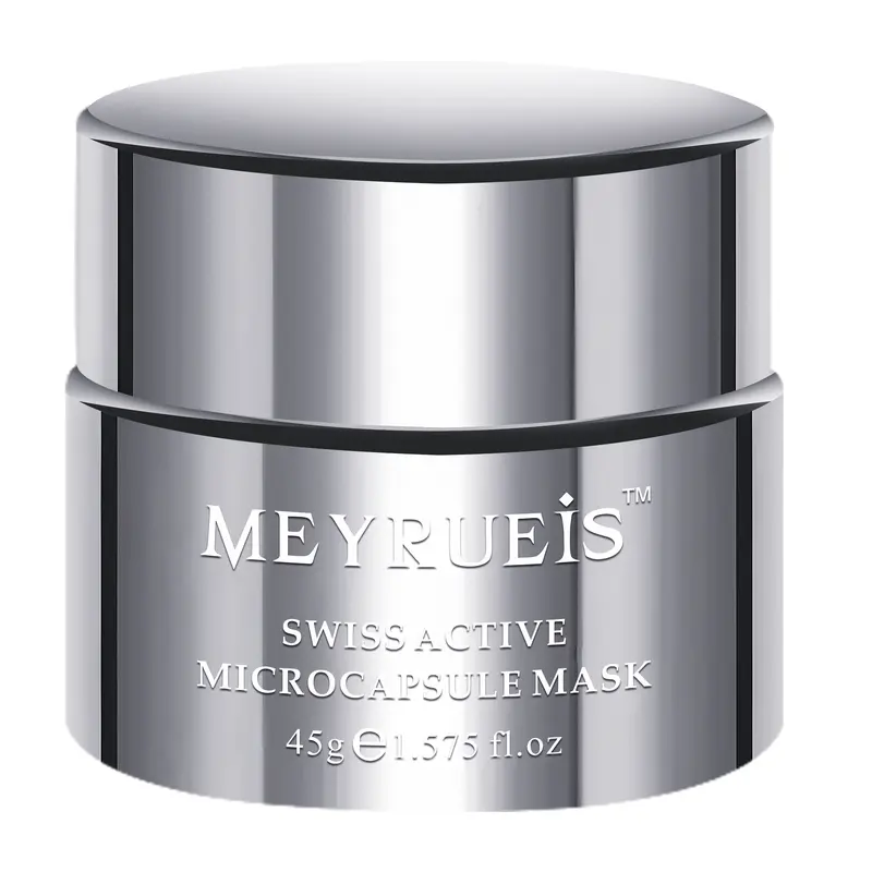 Face Mask for Glowing Skin – Golden Capsule Cream Mask with Centella & Squalane, Moisturizing Massage Gel Mask for Dull Skin, Jar + Free Travel Sachets – MEYRUEiS