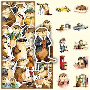 50 Cartoon Otter Cute Personalized Creative Animal Decoration DIY Stickers for Scrapbook, Water Cups, Skateboards, and Cars