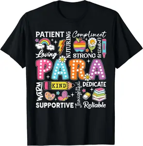 Para Appreciation Paras Paraprofessional Cotton T-Shirt - Casual Short-Sleeve Sports Garment, Flat Graphics, Comfortable Fit for Last Day of School, Summer