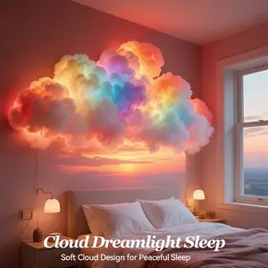 Smart RGB LED Strip Light, 3D Thunder Cloud Lamp, Music Sync, Color Changing, USB Powered, Wall/ceiling Installation, Dreamy Ambiance, Led Lights Bedroom