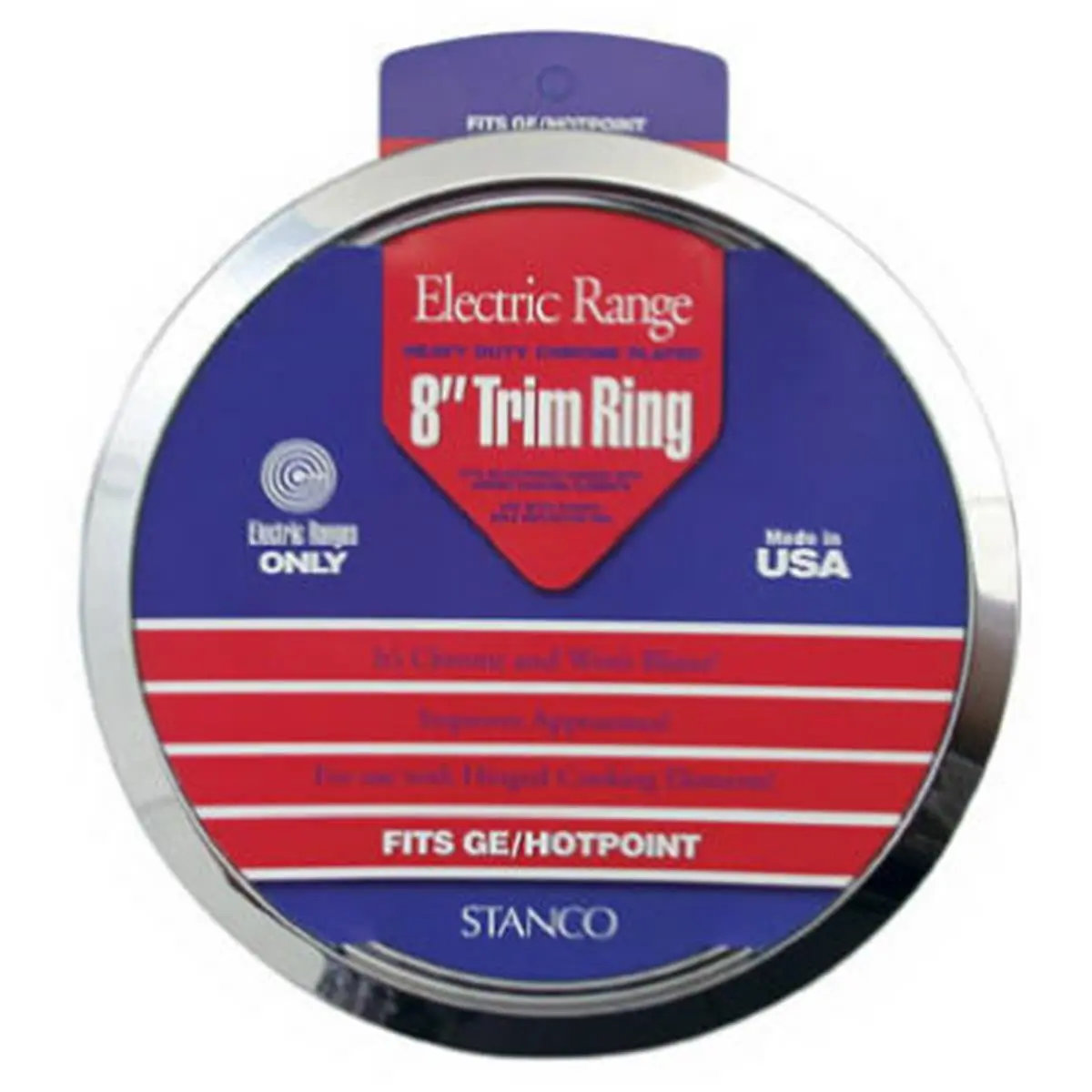 212 MAIN GT-8 Chrome Steel Trim Ring - 8 in. Round Shape, Triple Plated, Compatible with Ranges, Gt-8 Model