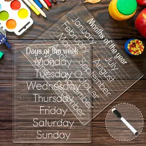 2 pieces acrylic Dry Eraser tracing boards with an erasable pen, erasable letters, tracing boards, reusable boards, alphabet tracing boards, multiplication, cursive writing, writing aids, writing tools, Learning Tool