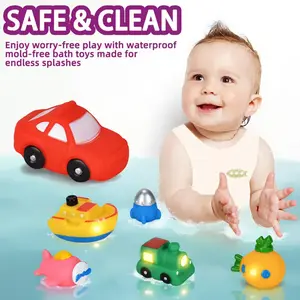 Bunnylulu Light Up Bath Toys, 6 Packs Cars Animals, Water-Activated Shower Companion, No Hole Mold Free, Fun Creative Gifts For Baby & Kids
