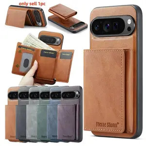 Cards Bag Leather Wallet Case Cover for Google Pixel 10 10Pro 9 9A 9Pro XL 8 8A 8Pro 7 7A 7Pro Magnetic Phone Case for Magsafe Kickstand