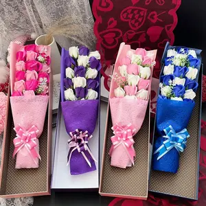 Artificial Rose Flower Gift Box, 18 Roses Soap Flower Gift Box, Romantic Eternal Rose Gift for Anniversaries, Weddings, Birthday Party Favors