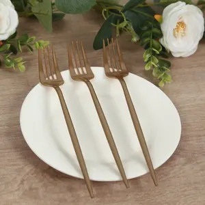 50-Pack Plastic Forks Gold - Heavy Duty Premium Disposable Sleek Dinner Flatware