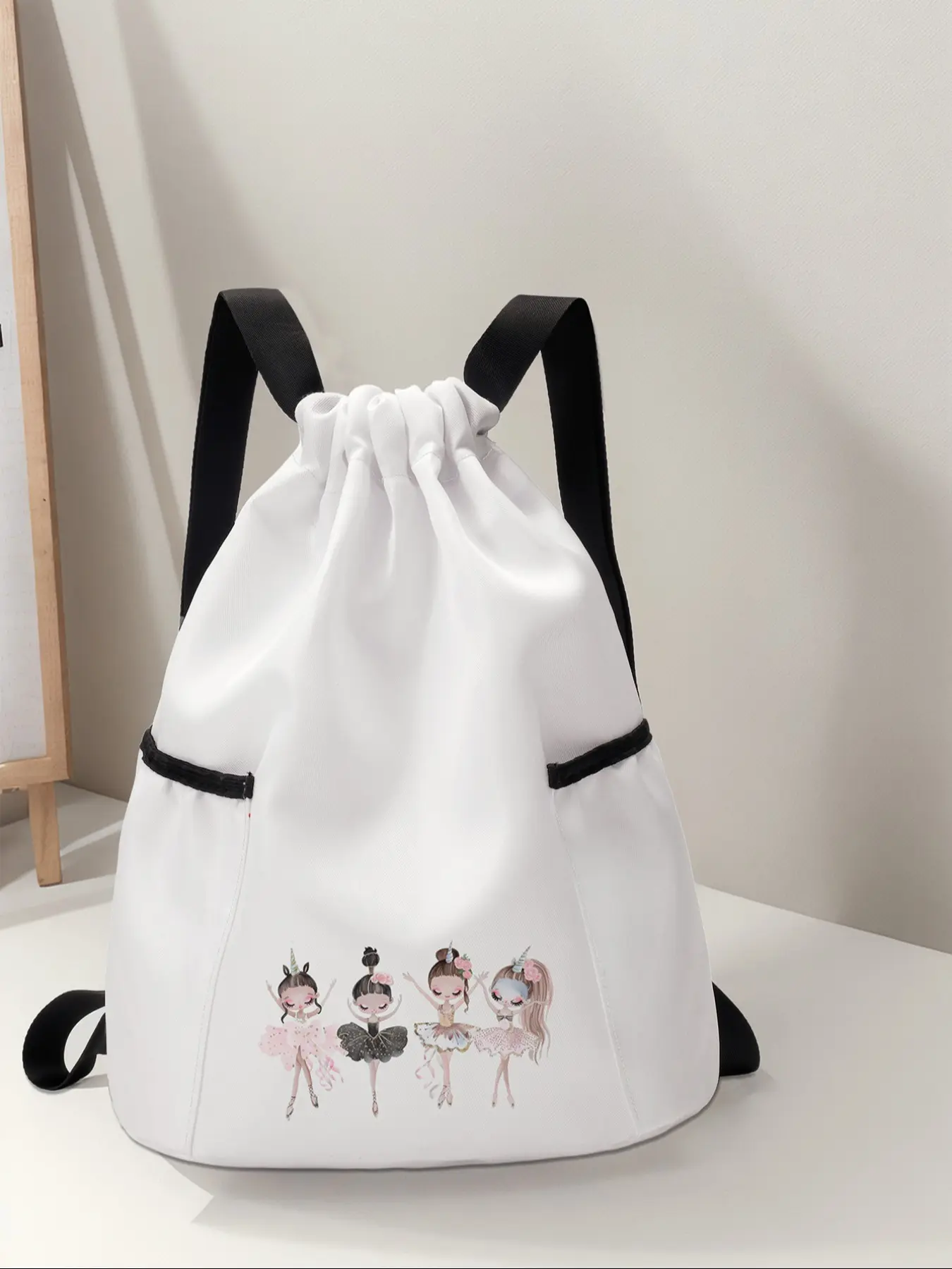 Dancing Girls Print Drawstring Backpack, Large Capacity Durable Fitness Bag, Adjustable Straps, Sports Beach Bag for Men & Women