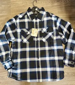 YAGO Men's Quilted Lining Button Up Plaid Flannel Jacket with Side POCKET (2)