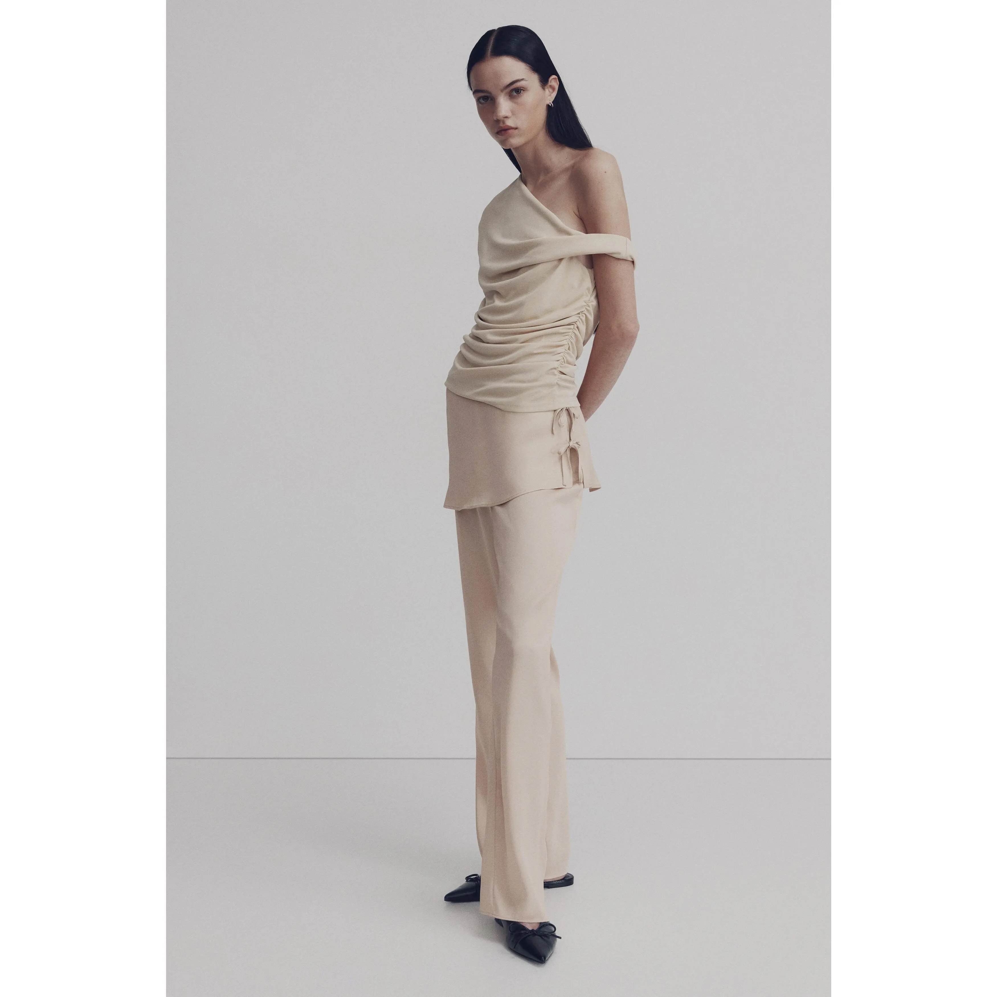 H&M Skirt-layered satin trousers