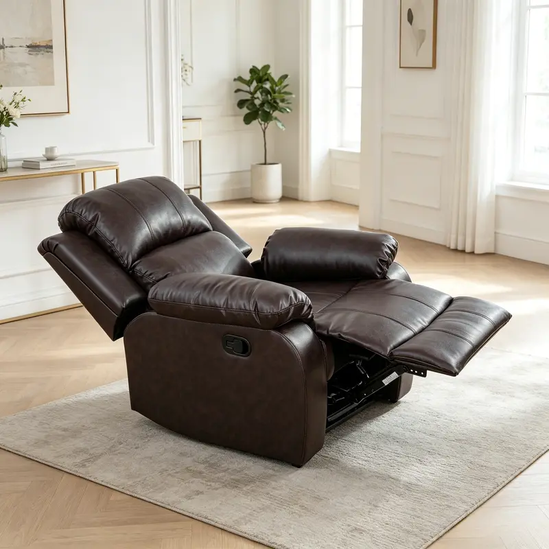 Retro Semi-PU-PVC Faux Leather Convertible Chaise Conversation Sofa Set - Indoor Floor Sofa Lounge, Faux Leather Couch, Delicate Texture, Low-Maintenance, Quick Clean-Up, Adjustable Arms, Assembly Required, Ideal for Friends, Homebody Lifestyle