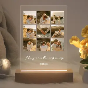 Peronalized Photo Night Light Photo Collage Led Light Custom Photo Lamp Anniversary Gift For Couple Birthday Gift For Firends Couple