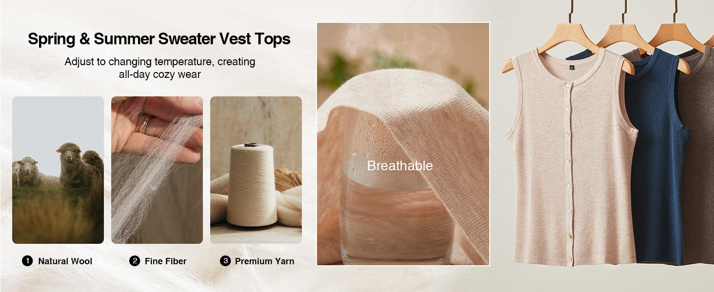 Arach&Cloz Women's Wool Blend Non See Through Button Down Business Casual Tank Tops 2026