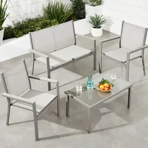 Best Choice Products 4-Piece Outdoor Textilene Patio Conversation Furniture Set w/ Loveseat, Table