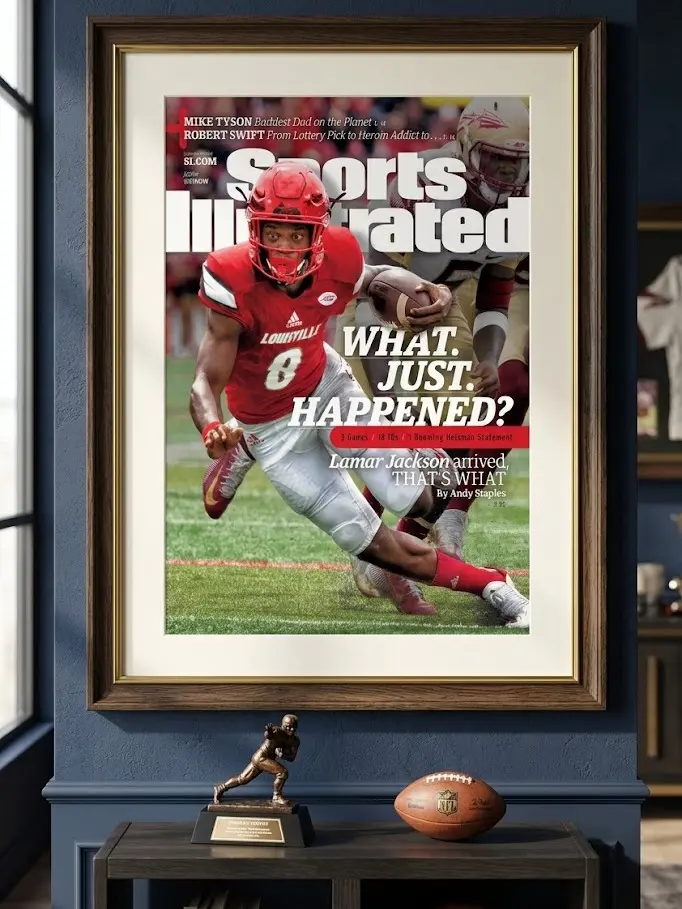 Lamar Jackson Poster, Sports Illustrated Cover Print, Louisville Football Wall Art, Sports Decor, Man Cave Art, Football Fan Gift