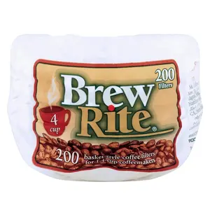 Brew Rite 4 cup 200 Ct Total Paper 3” Basket Style White Coffee Filters