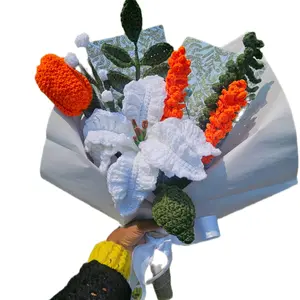 Beautiful Flower Bouquet Crochet Flowers Custom Flower Bouquet Anniversary Flowers Birthday I'm Sorry Bouquet Lily Flower Carnation Flower