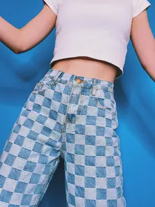 CHECKER BLUE WASH JEANS