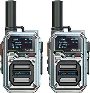 2 Pack M9 Global Walkie Talkie with SIM Card Unlimited Range 6800mAh Battery AES256 Encryption Zinc Alloy IP54 Noise Reduction