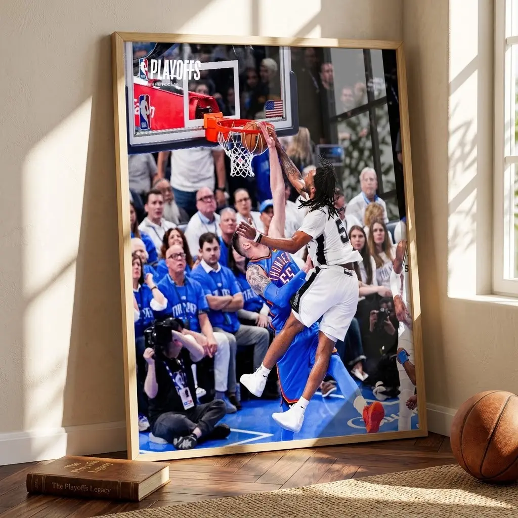 Stephon Castle Dunk On Hartenstein Western Conference Final NBA 2025-26 Poster, No Frame #3