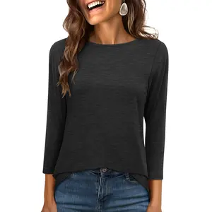 ANRABESS Womens 3/4 Length Sleeve Tops 2025 Summer Tee T-Shirts Boat Neck Tunic Travel Basic Blouses Fall Fashion Clothes