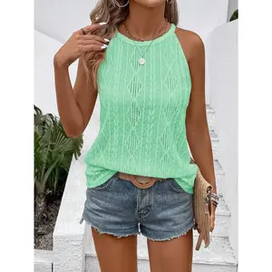 SHEIN LUNE Holiday Leisure Solid Color Textured Halter Top