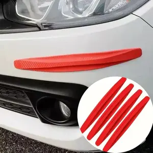 4 Counts/Set Car Anti-Collision Protector Strips, Universal Carbon Fiber Texture Rubber Guards, Anti-Scratch Bumper Protection for Front and Rear Car Corners, Automotive Exterior Accessories, Car Decorative Sticker, Car Decals