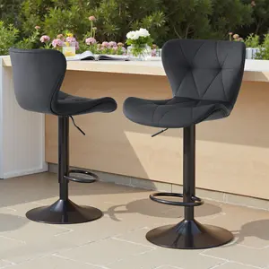 Modern Bar Stools Set of 2, Adjustable Faux Leather Upholstered Swivel Bar Stools, Counter Height Bar Chairs with Back for Kitchen Island