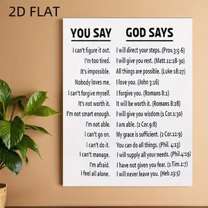 [2D Flat]1pc Inspirational Scripture HD Canvas Decorative Painting 11.8* 15.7inch (30* 40cm ) with Wooden Frame - Faith Motto Home Decoration, can be directly hung in the living room or bedroom