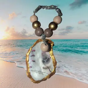 Super Cute Oyster Shell Ornament/ Wine Charm Gift Coastal