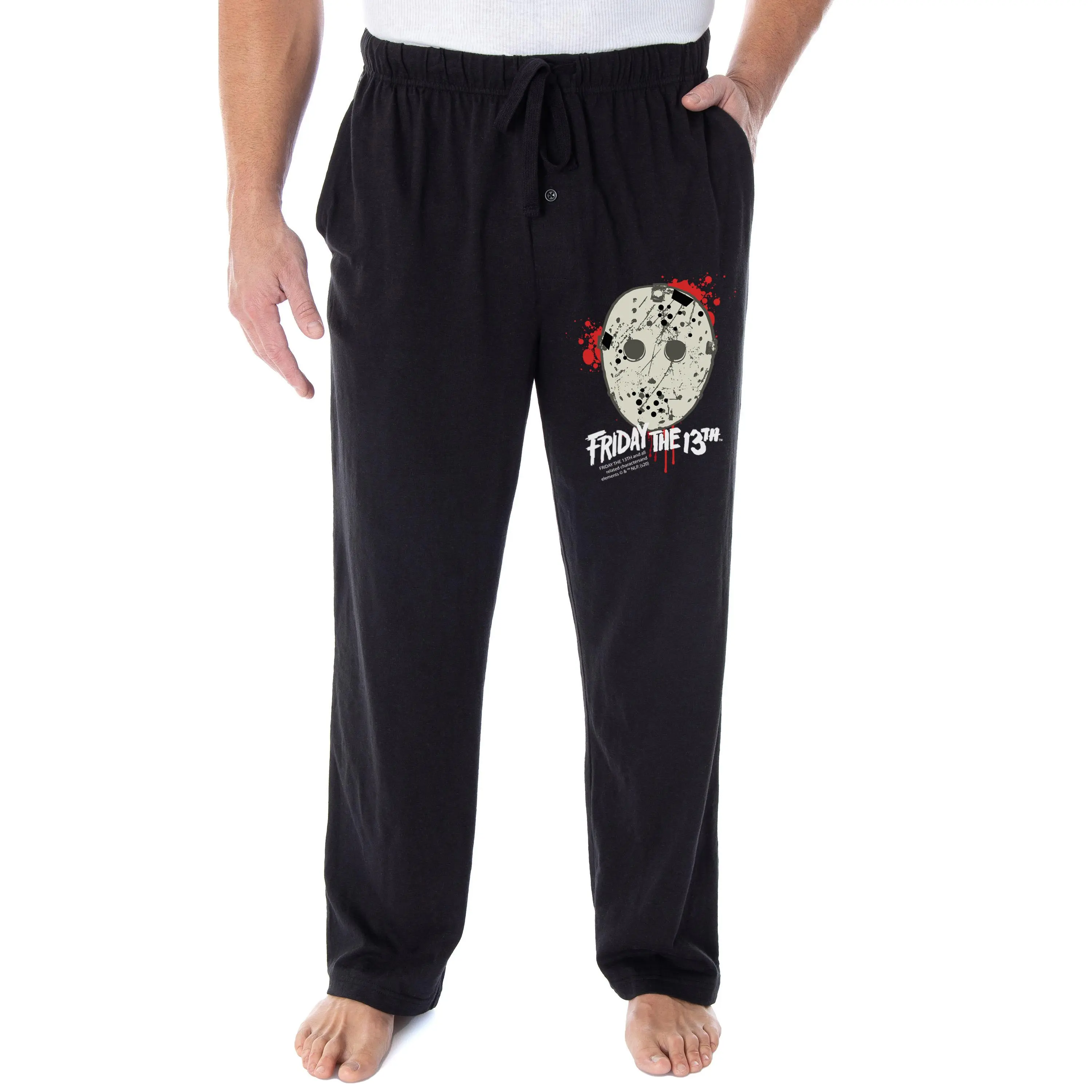 Friday The 13th Men's Jason Voorhees Hockey Mask Loungewear Sleep Bottoms Pajama Pants
