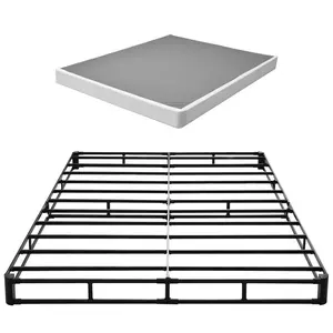Queen Box Spring And Bed Frame With Washable Fabric Cover, Heavy Duty Metal Mattress Foundation For Queen Bed, 5.1-Inch Platform, 3500 Lbs Weight Capacity, Easy Assembly, 79.1 X 59.6 X 5.1 Inches