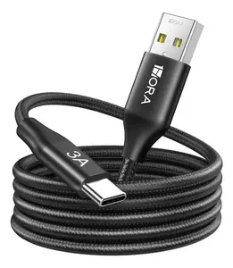 1Hora CAB264 2M Braided USB-A to USB-C Cable – Fast Charging & Data Sync Cord for Samsung, Android Phones, Tablets & More