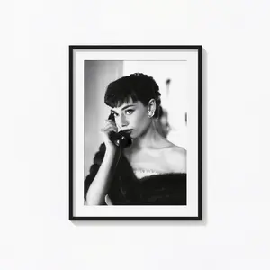 Audrey Hepburn Telephone Print, Breakfast at Tiffany's, Black and White Wall Art, Vintage Print, Photography