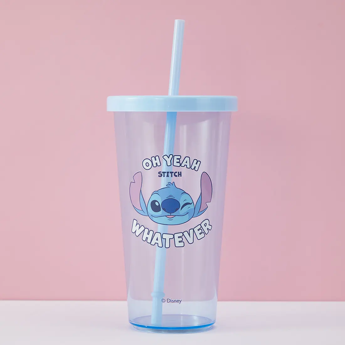 Miniso x Disney Stitch Series 600mL Reusable Plastic Straw Water Cup Cute Stitch Drink Cup