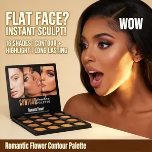 Romantic Flower 16 Color Contour & Highlight Palette, Matte Bronzer, All-In-One Face Makeup, Long Lasting Powder for All Skin Tones