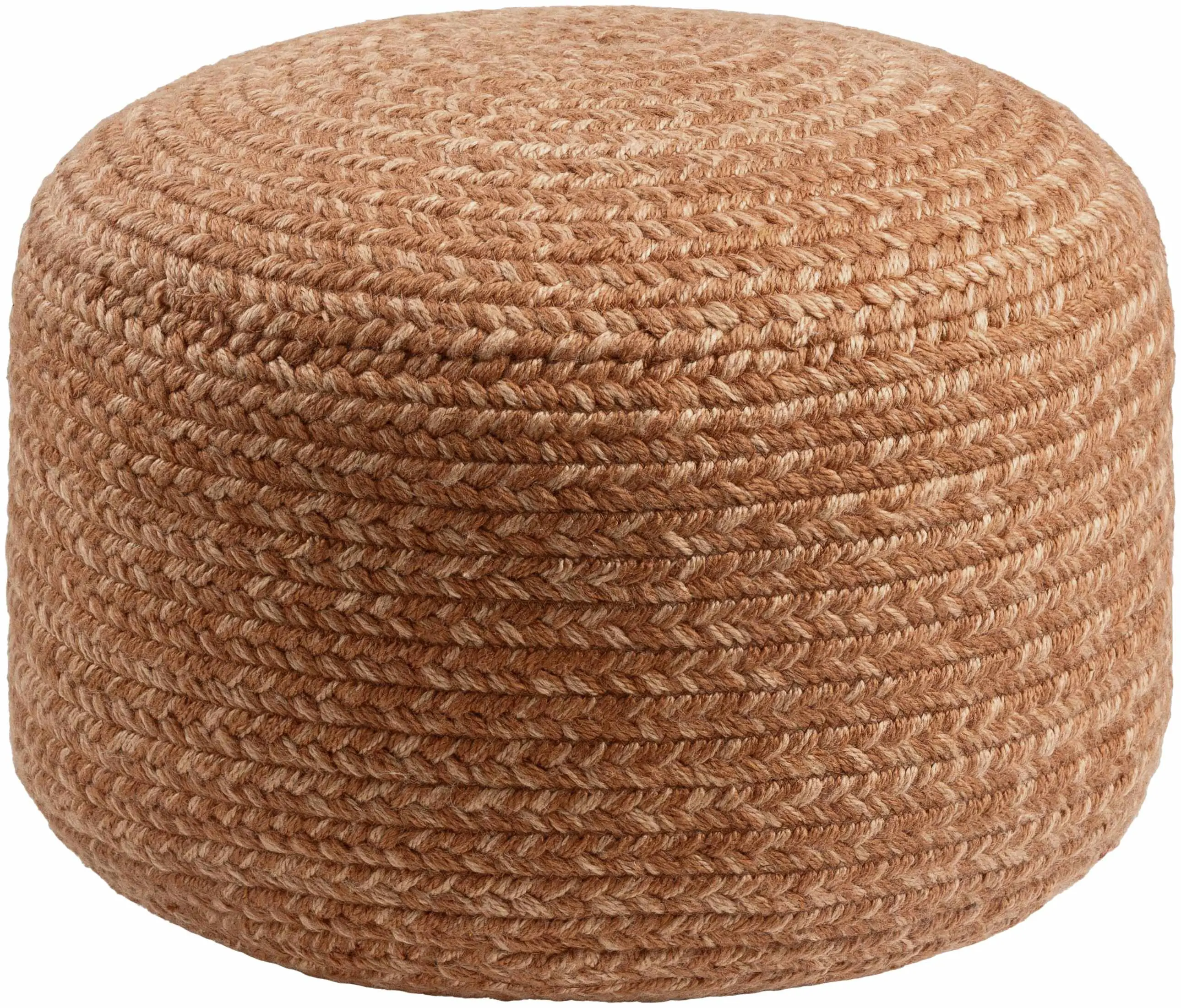 Tonanitla Gray Knitted Natural Fiber Pouf - Indoor Stool Furniture with Cushion Functionality