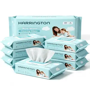 HARRINGTON Pure Water Baby Wipes, 800-Count (10 Packs) — Fragrance-free, alcohol-free, hypoallergenic wipes designed specifically for sensitive skin. Free of MIT, CIT, and parabens, they gently care for newborn skin.