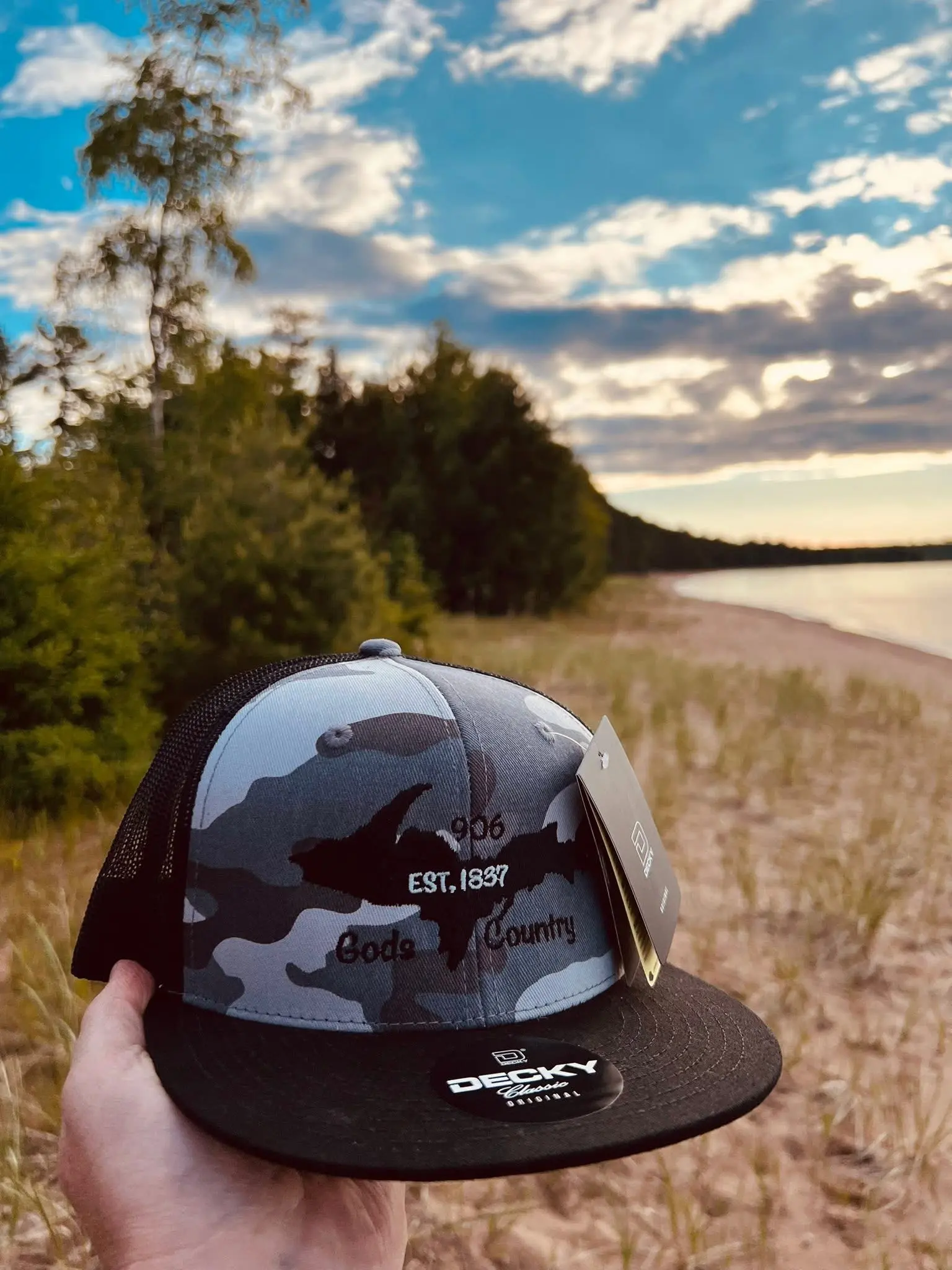 Black & Camo - Flat Brim Decky/ Upper Peninsula of Michigan hat
