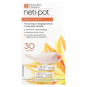 Himalayan Chandra Porcelain Neti Pot with Neti Salt Saches, 2.16 g