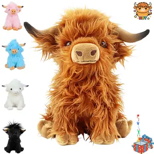 Highland Cow Stuffed Animal Cute Fluffy Scottish Highland Cow Plush Toy for Farm Decor & Kids Gifts