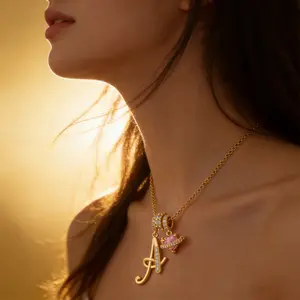 Dopamine Necklace with 26 English Letters, Young Girl's Light Luxury Niche High-End Style Necklace
