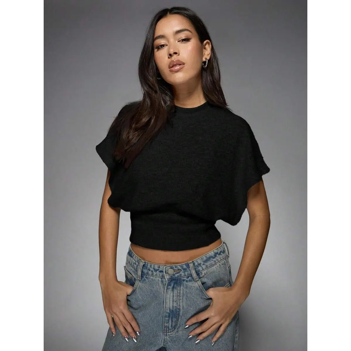 MISSGUIDED Music Festival Cinched Waist Slinky Dolman Sleeves T-Shirt