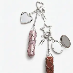 【Fashional】2026 New Portable Lipstick Keychain (With Built-in Mirror) — Easy-Access Metal Mesh Charm; Designed Specifically for Lip Gloss & Lip Balm; A Chic Accessory for On-the-Go Style, Perfect for Decorating Bags, Keychains, and Pendants.