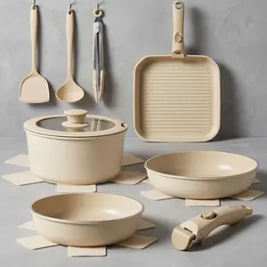 12PCS Nonstick Cookware Set with Dutch Oven & Detachable Handles | Induction & Oven Safe Pots and Pans for RV & Small Kitchens