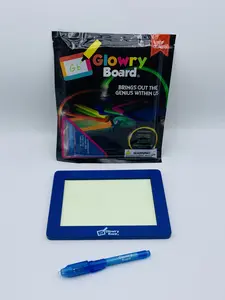 Glowing Drawing Board Educational Writing Tablet with Blue Frame and Blue Pen Ideal for Writing Skills Enhancement and Learning Activities