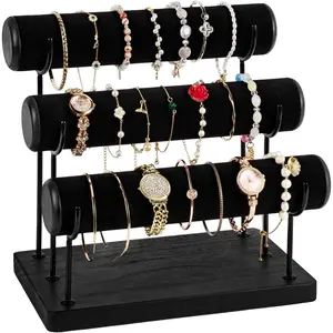 Emfogo, Triple Bracelet Holder,Christmas gift, Rusitc Wood Bracelet Display Stand for Vendors, Bracelet Holder Stand Display Racks christmas haul 2024 storage solution display stand elegant  storage unique gift